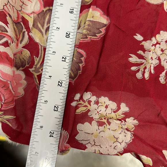 Avenue Sheer Floral Blouse button up Red size 22-24 women shirt sleeve NWT - Picture 9 of 11